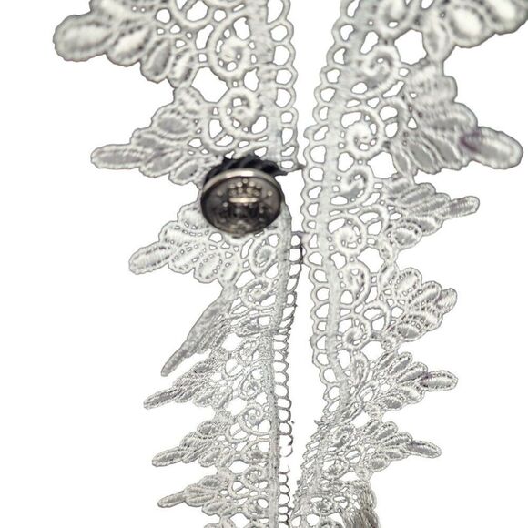 Vintage 80s Long Sleeve Duster Jacket Embroidered Lace Womens Size M Black - Picture 2 of 7